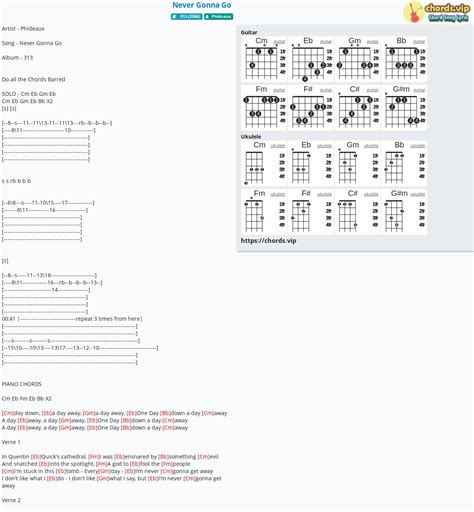 Chord: Never Gonna Go - tab, song lyric, sheet, guitar, ukulele ...