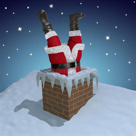 Santa Claus stuck in the chimney. (3D illustration in 2020 | Xmas ...