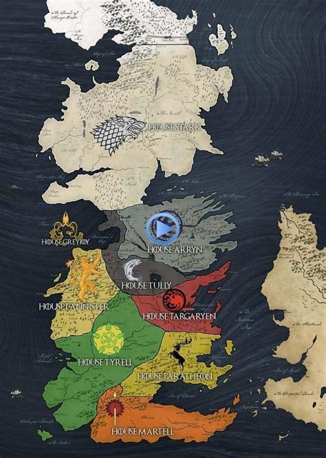 GoT Game of Thrones Westeros mapa de todas las casas. Stark, Lannister ...