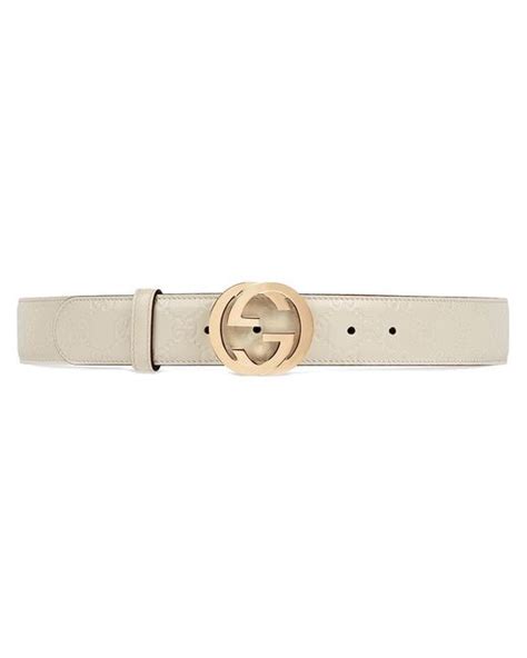 Lyst - Gucci Signature Leather Belt in White