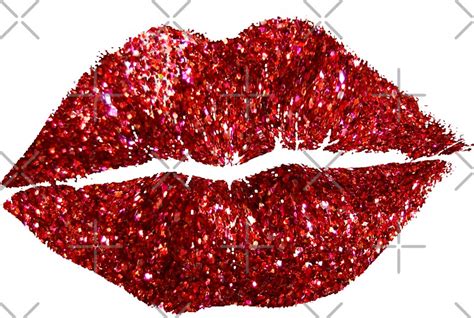 "Red Glitter Lips" Stickers by myheadisaprison | Redbubble