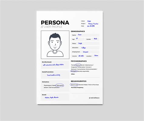 User Persona Template Example - mark-anthony.ca