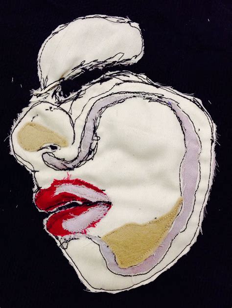 Appliqué face | Portrait embroidery, Applique art, Fabric art