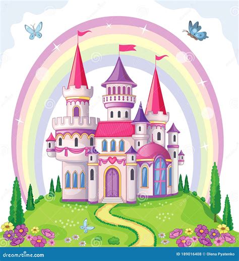 Castle Clipart Castle Illustration Rainbow Cartoon Castle Drawing ...