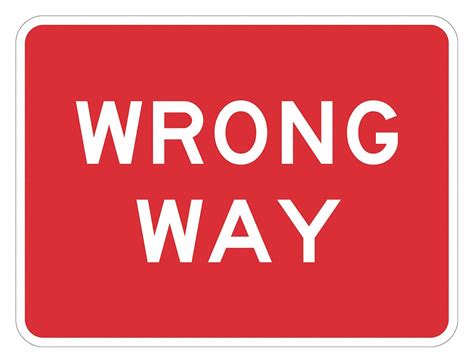 LYLE Wrong Way Traffic Sign, Sign Legend Wrong Way, MUTCD Code R5-1A ...