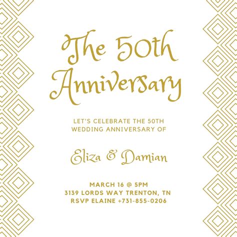 Free Printable Template Free 50th Wedding Anniversary Invitations ...