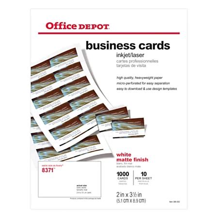 Office Depot Brand Matte Business Cards 2 x 3 12 White Pack Of 1000 by ...