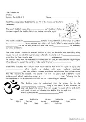 6 Buddhism English ESL worksheets pdf & doc