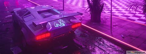 Lamborghini Car Neon 4K wallpaper download