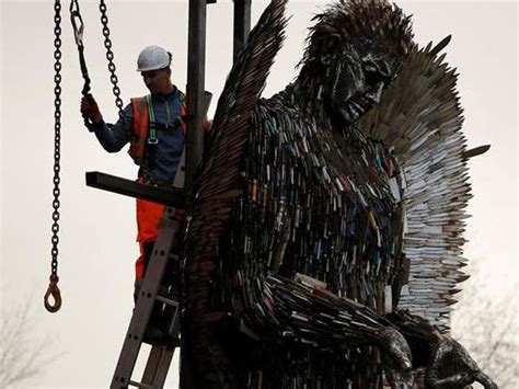 'Knife Angel' sculpture made of confiscated weapons unveiled in Liverpool