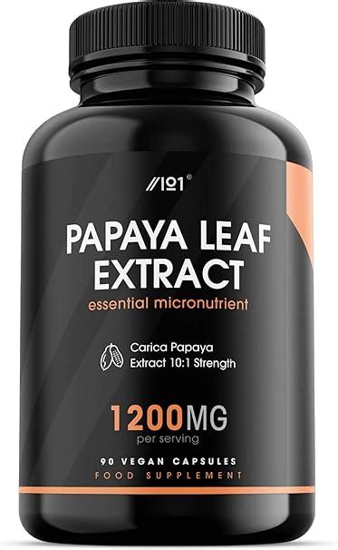 Papaya Leaf Extract Capsules - 1200mg - Raw Carica Papaya Extract 10:1 ...