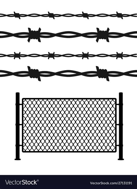 Silhouette black metal fence wire mesh Royalty Free Vector