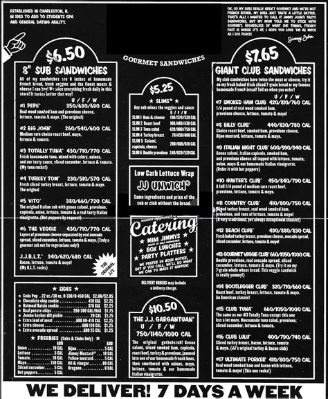 Jimmy Johns Menu Printable