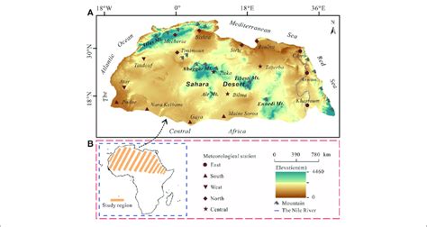 | Geographical location of the Sahara Desert. (A) Distribution of ...