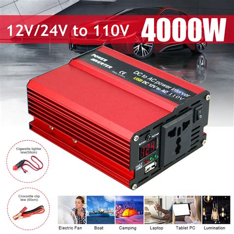 Inverters - 4000W Peaks Dc 12 / 24V To Ac 110V Car Power Inverter ...