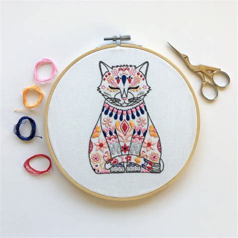 Embroidery Kit Cat Embroidery Kit - Etsy