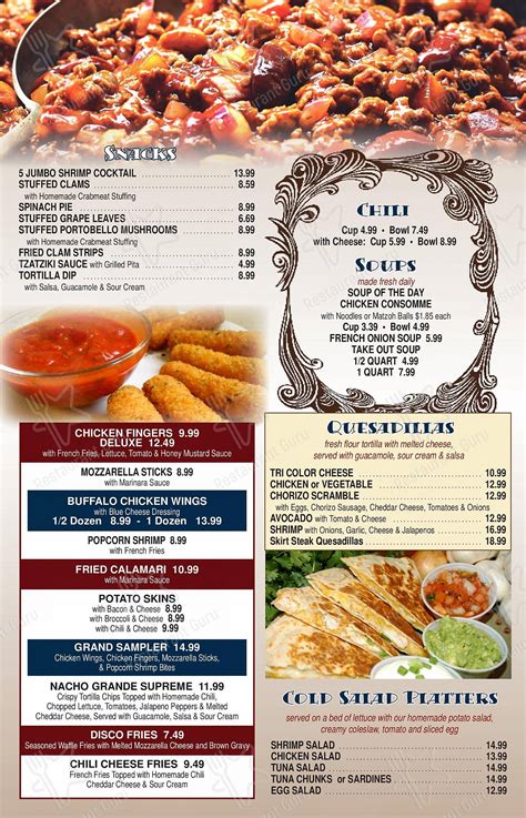 Menu at The Bedford Diner restaurant, Bedford Hills