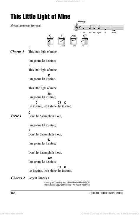 This Little Light Of Mine sheet music for guitar (chords) (PDF)