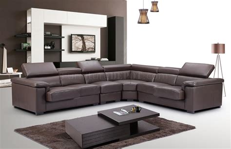 2605 Sectional Sofa in Brown Leather by ESF