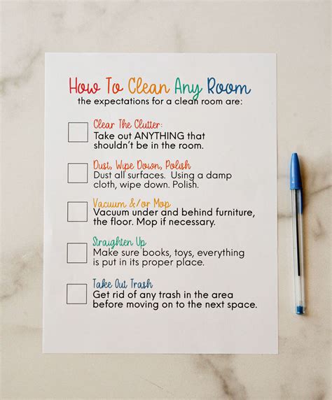 Clean Room Checklist from Thirty Handmade Days