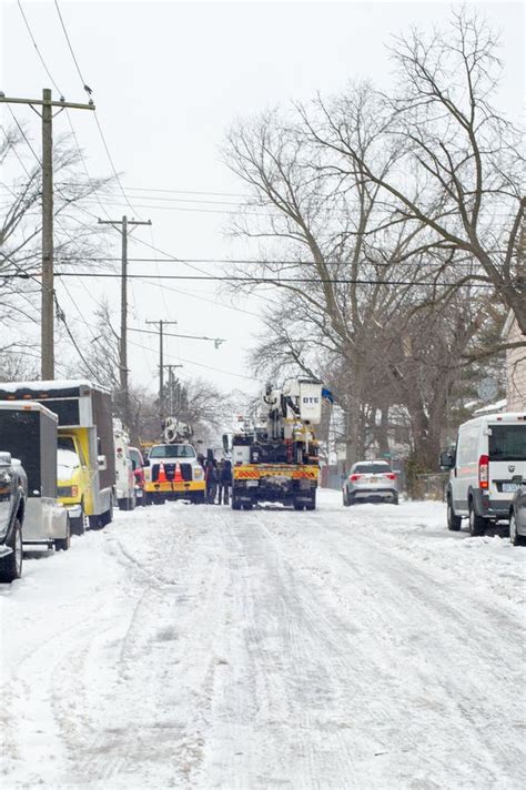 Warren, Michigan USA-01132023: Utility Company Workers Restoring Power ...