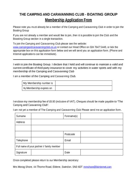 Become a Member - The Camping and Caravanning Club Doc Template | pdfFiller