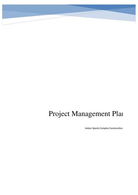 Project Management Plan for Indoor Sports Complex Construction