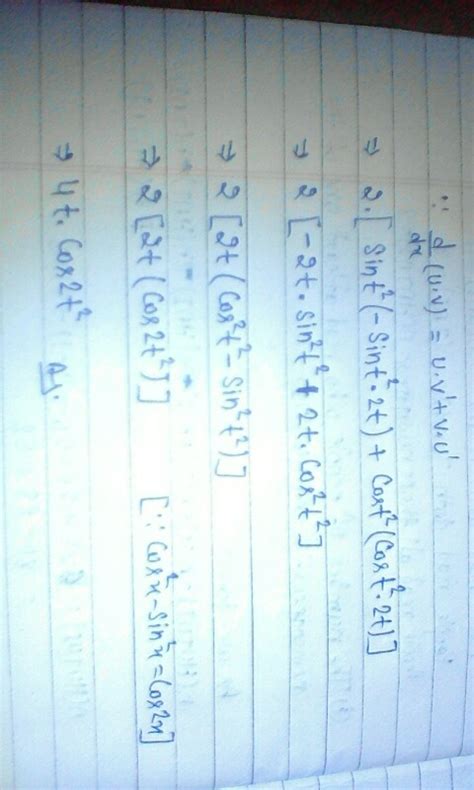 Find the derivative of sin2t 2 - Maths - Limits and Derivatives ...