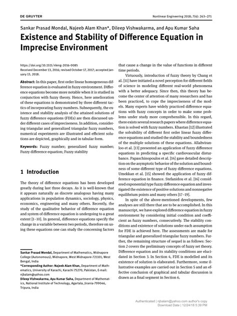 (PDF) Existence and Stability of Difference Equation in Imprecise ...