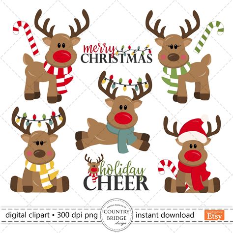 Christmas Reindeer Clipart, Reindeer Clipart, Christmas Clipart, PNG By ...