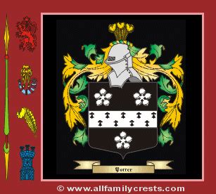 Potter family crest and meaning of the coat of arms for the surname ...