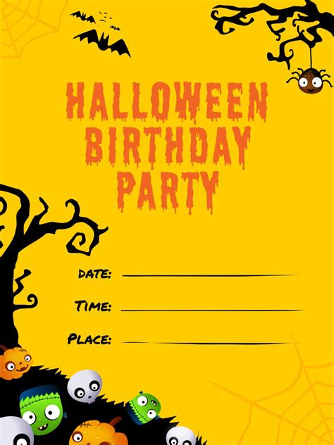 Halloween Themed Birthday Party Invitations