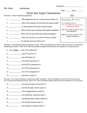 Fillable Online Noon Sun Angle Calculations - Adlai E Stevenson High ...