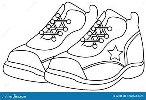 Running Shoes Coloring Page Stock Illustration - Illustration of book ...