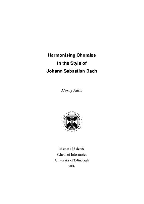 (PDF) Harmonising Chorales in the Style of Johann Sebastian Bach