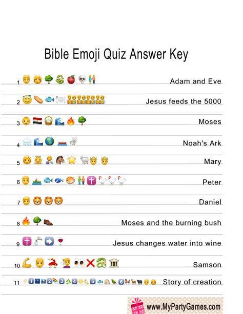 Free Printable Bible Emoji Quiz with Answer Key | Bible emoji, Bible ...