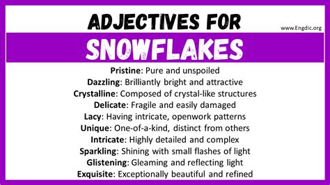 20+ Best Words to Describe Snowflakes, Adjectives for Snowflakes - EngDic