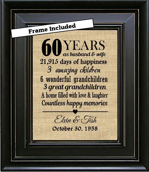 FRAMED 60th Wedding Anniversary/60th Anniversary Gifts/60th