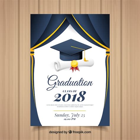 Premium Vector | Classic graduation invitation template with flat design