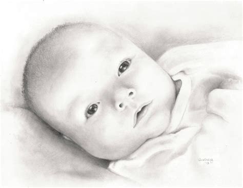 sketch drawing of newborn baby | Custom Newborn Drawing, Baby ...