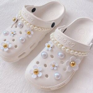 White Pearl Croc Charm Set 16pcs Crocs Shoe Charmssweet - Etsy