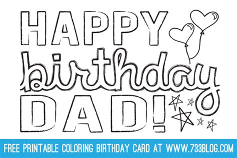 Happy Birthday Dad Cards Printable To Color - Printable Templates Free