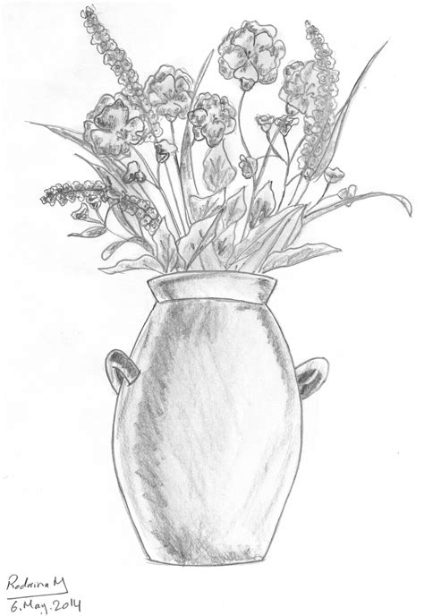 #vase of #flowers #pencil_sketch #roses | Beautiful flower drawings ...