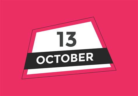 october 13 calendar reminder. 13th october daily calendar icon template ...