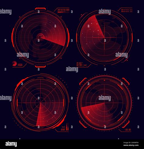 HUD military radar or sonar display interface, vector target detection ...