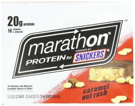 Marathon Bars High Protein Caramel Nut Rush, 2.82oz Bars(Pack of 12 ...