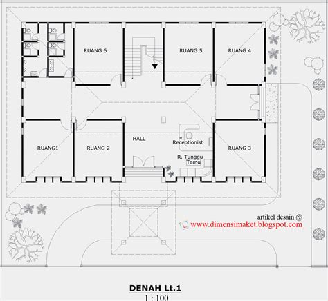 Contoh Gambar Desain Kantor + Aula 2 Lantai