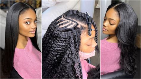 Updated Sew-in Tutorial | Kinky Straight Texture | ft. CurlsQueen - YouTube