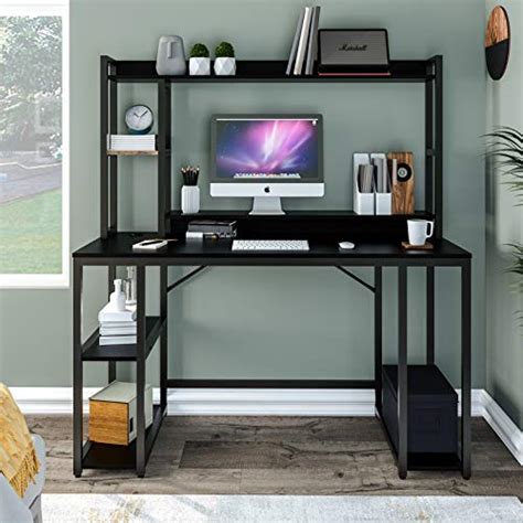 Sedeta 55" Reversible Gaming Computer Desk with Hutch, Home Office ...