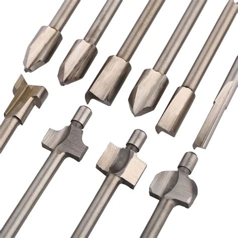 10PCS 1/8 Mini Shank HSS Titanium Router Bits Fits Dremel Rotary Tool ...